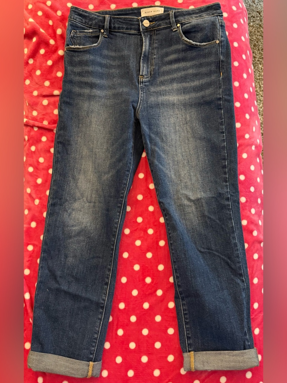 RISEN Jeans 13/31 High Rise Straight Leg Cuffed Dark Wash Denim RDP5555